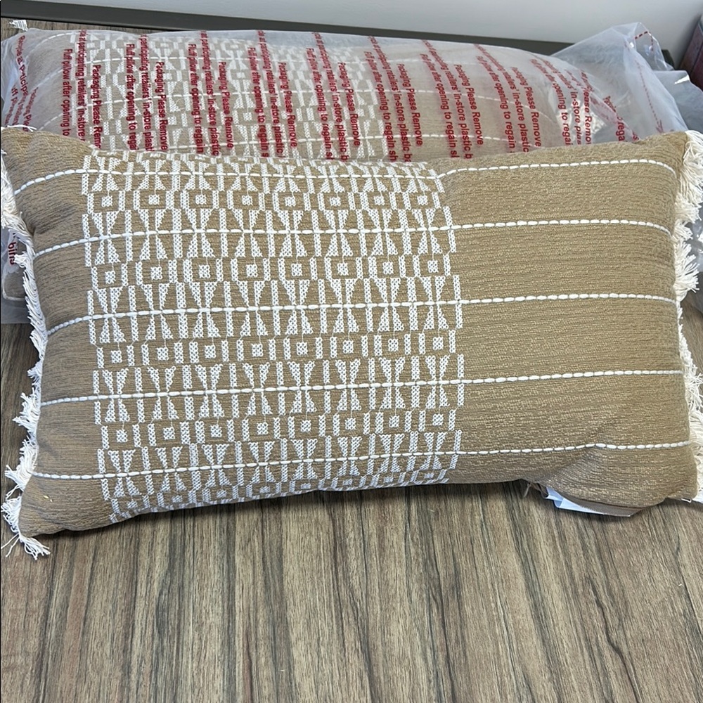 COPY - Threshold Tan and White Textured Accent Pillow